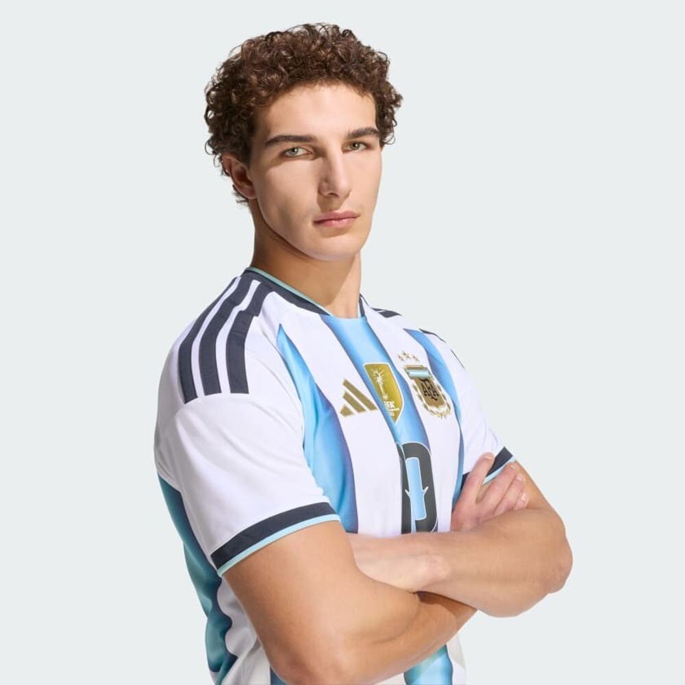 NWT Adidas Argentina 26 Home Messi #10 Soccer Jersey M White Ice Blue AFA Slim - Picture 3 of 16